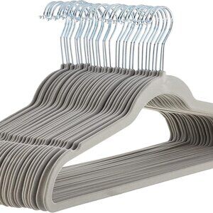 Clothes Hangers, Gray/Silver pack of 30